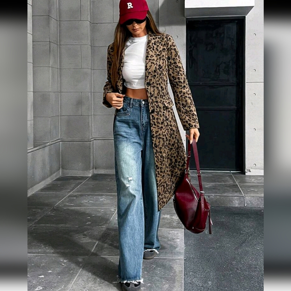 Fashionable Minimalist Versatile Leopard Print Knitted Stand - Picture 3 of 8